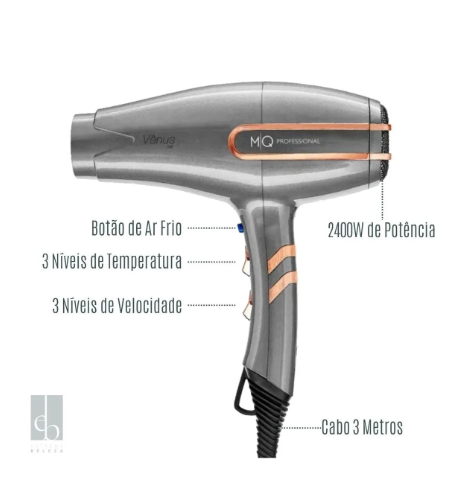 Secador de pelo Venus de 2400 W y alisador de pelo Max480 Wide Mq,